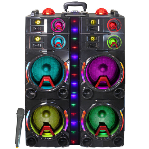 TOPTECH MAX-412, 4 x12 Inch Bluetooth Speakers with Multi-colors LED Lights, True Wireless Stereo Sound with Wireless Mic ,High volume regulator, 5-Band Equalizer, Up to 10 Meters (33ft) Bluetooth Distance for Party Outdoor Camping