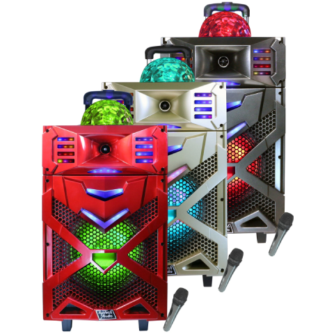 Fully Amplified Portable 1800 Watts Peak Power 10” Speaker with DISCO BALL