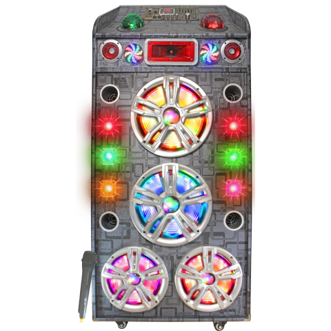 TOPTECH BOOM-XL, 2 x12'' & 2 x10'' 2-Way Bluetooth Speakers with Muilt-color LED Lights & 2 Disco Ball, 5-Band Equalizer, True Wireless Stereo Sound with Wireless Mic, Up to 10 Meters (33ft) Bluetooth Distance, Handle and Wheels for Party Outdoor Camping