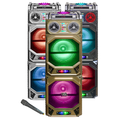 TOPTECH MAX-210,  2 x10 Inch Bluetooth Speaker Wireless Portable Outdoor Travel with Powerful TWS Sound, Dynamic LED Lights & Disco Ball, Handle and Wheels for Easy Transport, Up to 10 Meters (33ft) Bluetooth Distance, for Party Outdoor Game Camping Gifts
