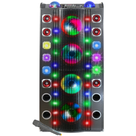 TOPTECH BOOM-410,  4 x10 Inch Wireless Bluetooth Speaker with 360 HiFi Surround Sound System and Extra Bass, Dazzling Disco Light Show and Disco Ball, Up to 10 Meters (33ft) Bluetooth Distance, Support for USB/SD Card/Wireless Microphone,