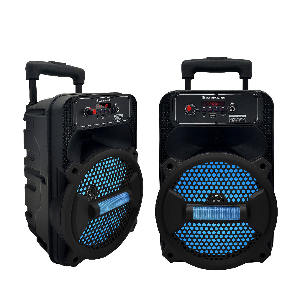 TOPTECH ROCK-8 Fully Amplified 8" Bluetooth Speaker with 1500W Power & LED Lights
