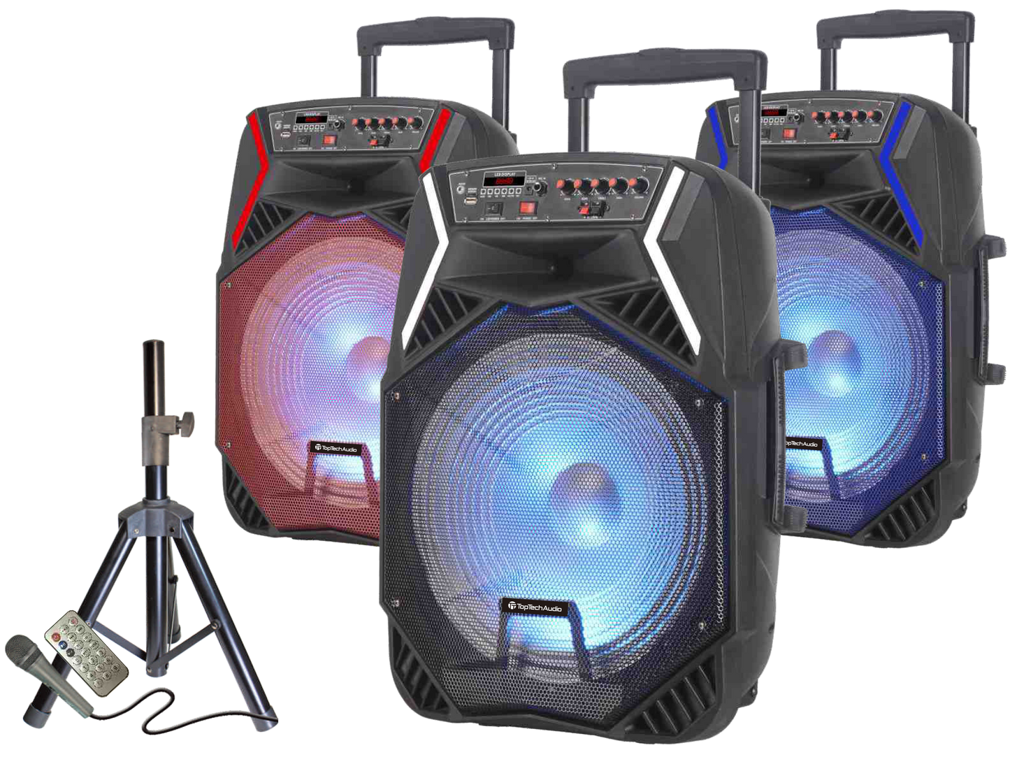 ROCK-15 Portable 6000W 15" Speaker with Bluetooth, Colorful Lights & Wired Microphone