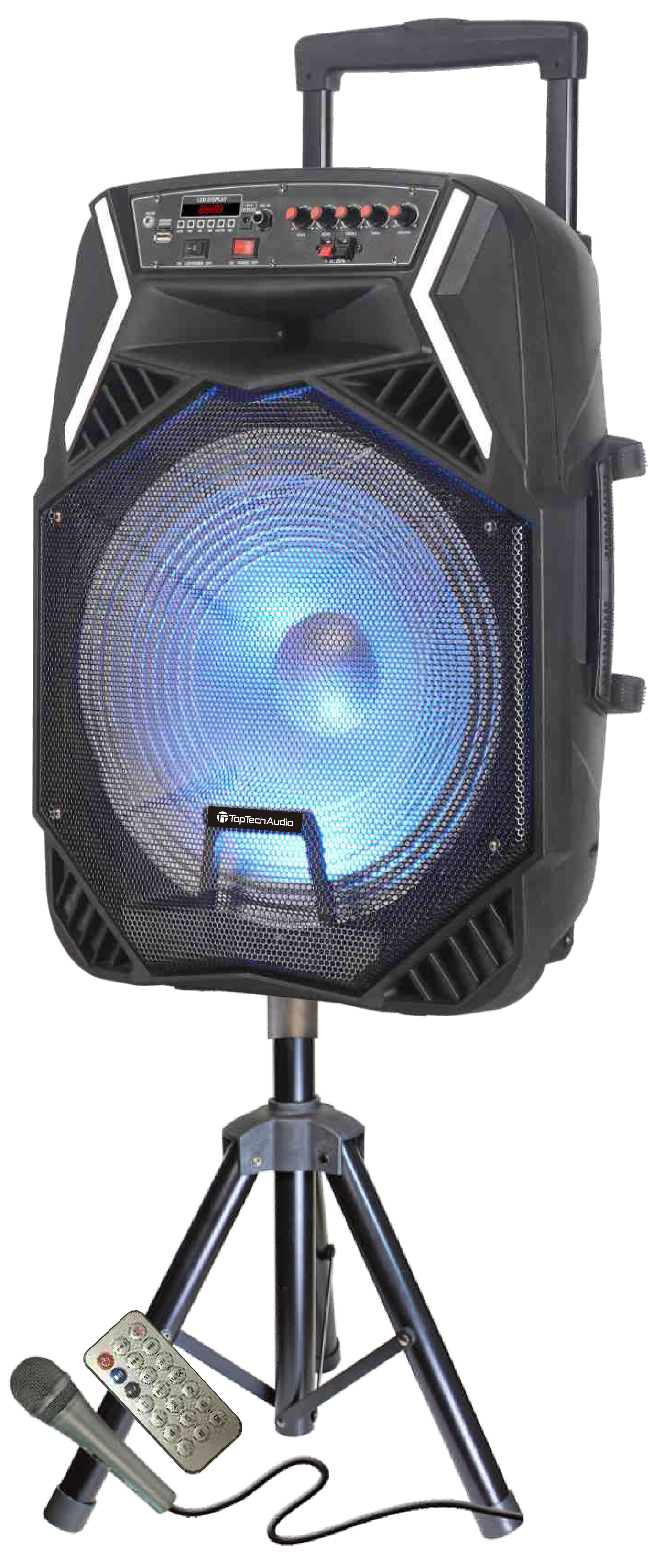 ROCK-15 Portable 6000W 15" Speaker with Bluetooth, Colorful Lights & Wired Microphone