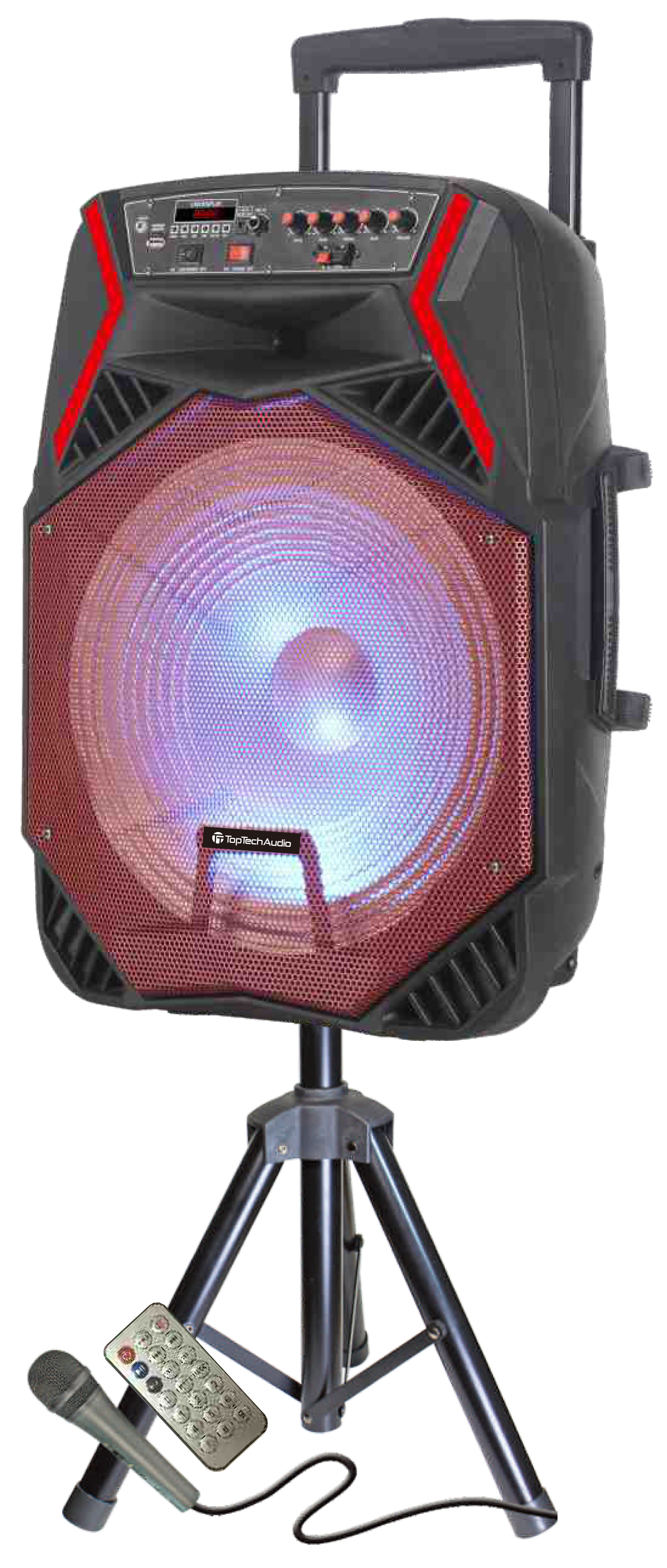 ROCK-15 Portable 6000W 15" Speaker with Bluetooth, Colorful Lights & Wired Microphone