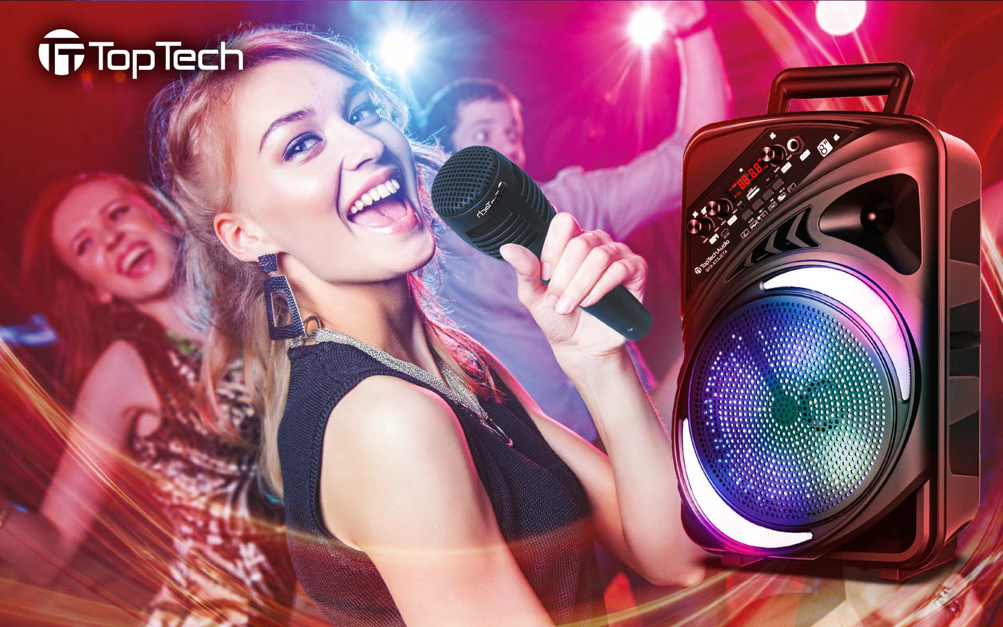 TOPTECH AL-8 Rumble Beat 8" Bluetooth Speaker with Disco Lights, Microphone & Extra Bass