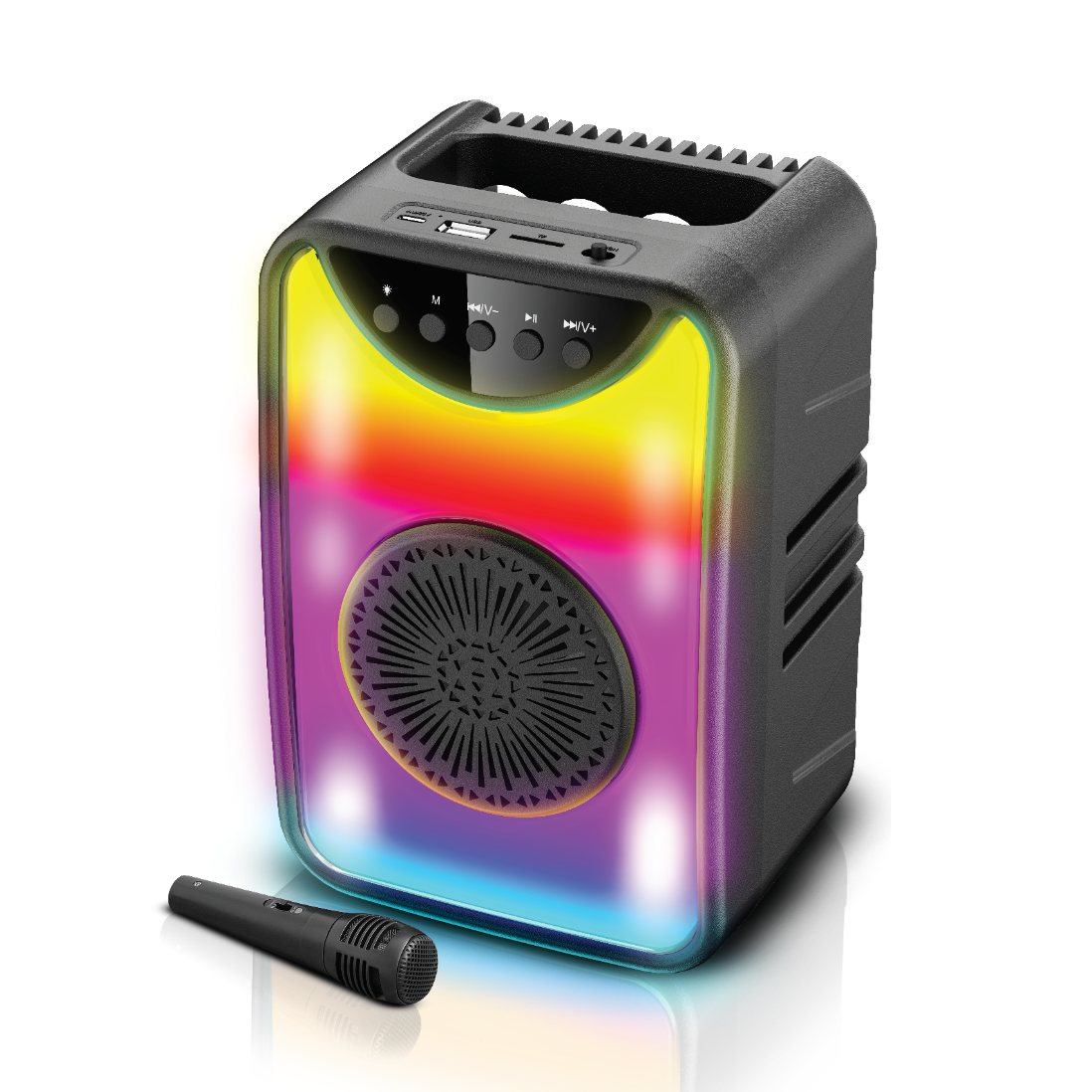 TOPTECH KL-101 4" Bluetooth Speaker, 800W, Flame Lights, Wireless Mic