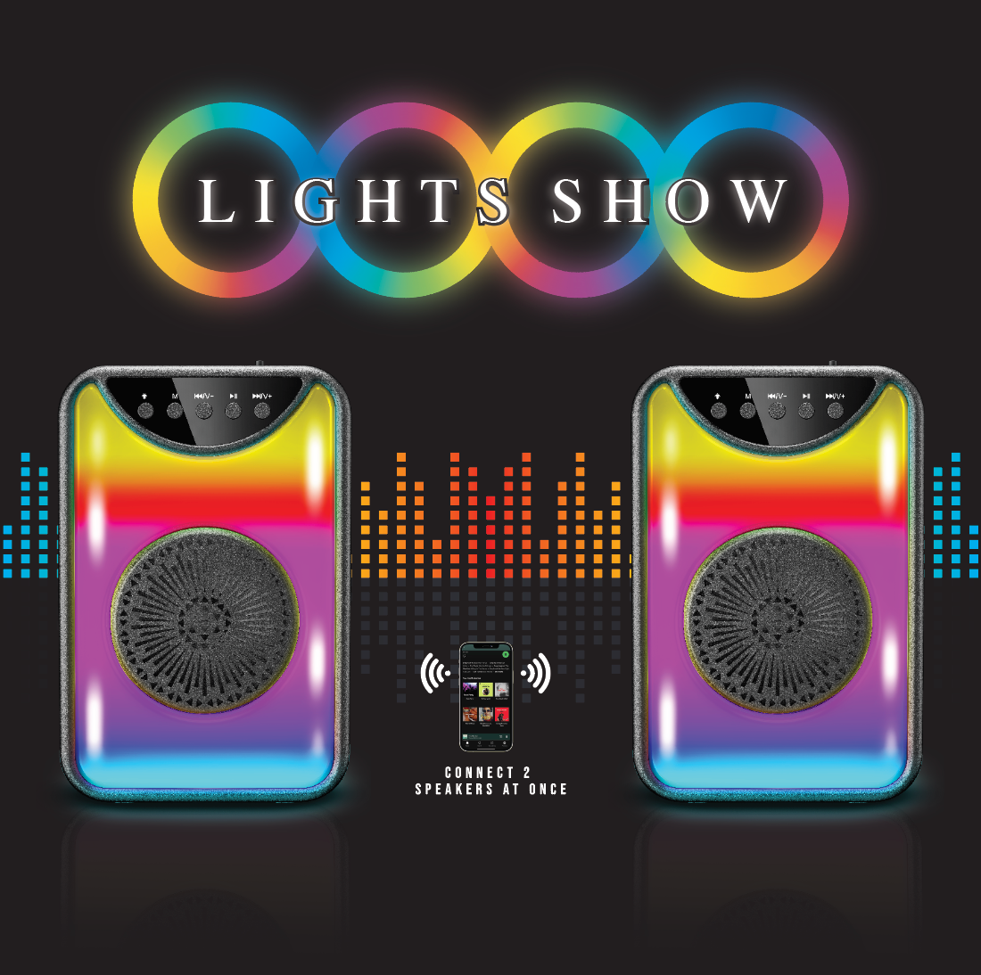 TOPTECH KL-101 4" Bluetooth Speaker, 800W, Flame Lights, Wireless Mic