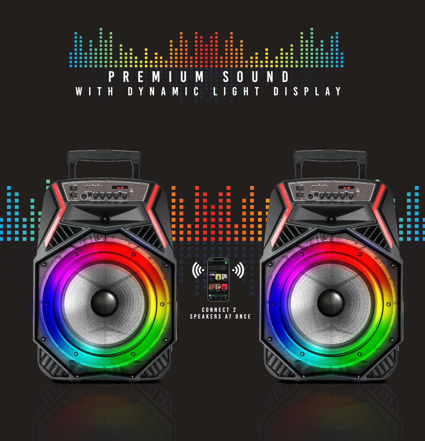 ROCK-15 Portable 6000W 15" Speaker with Bluetooth, Colorful Lights & Wired Microphone