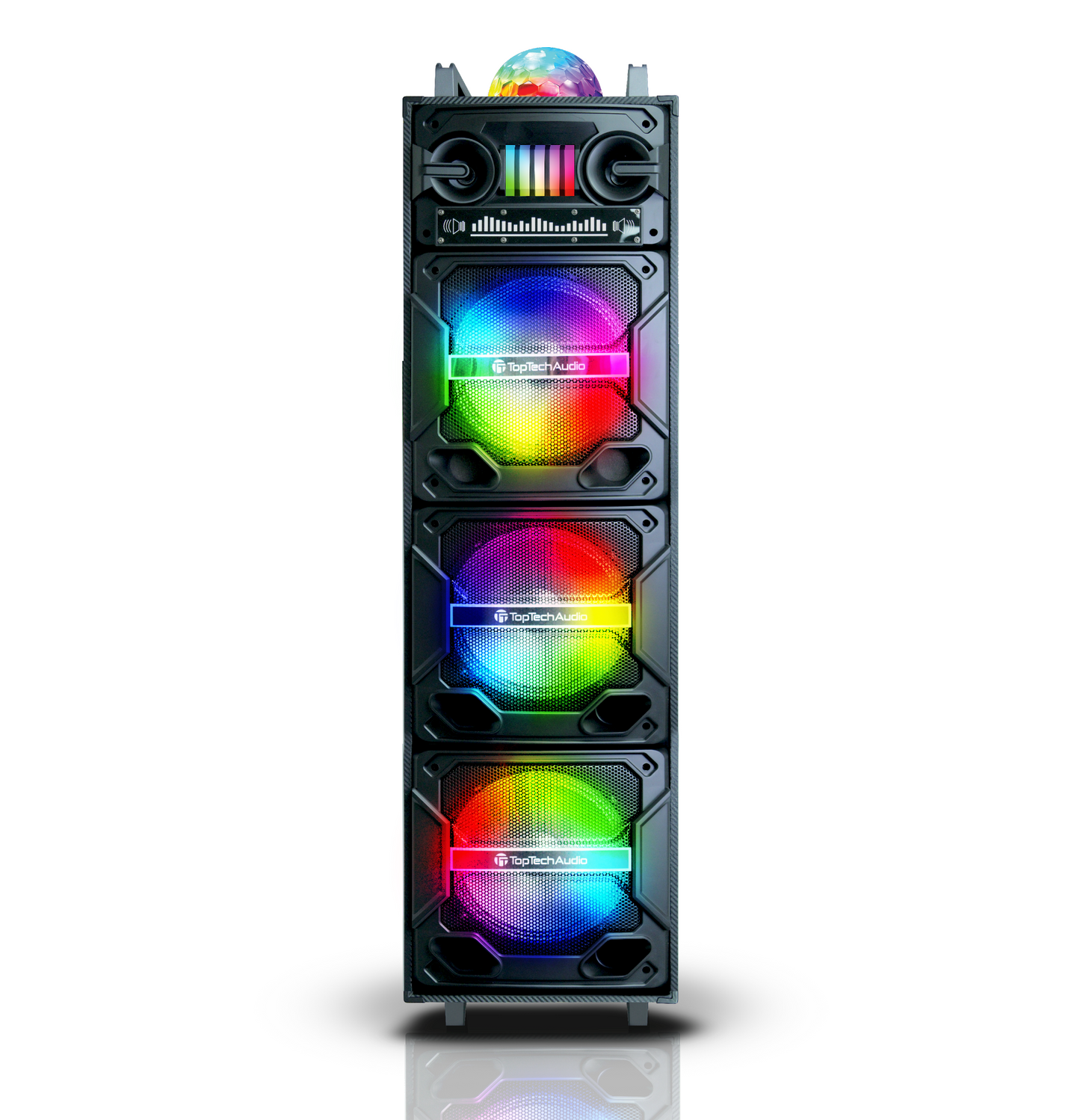 TOPTECH Star-310 , 3*10 Inch Bluetooth Speakers with Multi-colors Disco Lights, Wireless TWS Sound System，Up to 10 Meters (33ft) Bluetooth Distance,Crystal Clear Sound, Rechargeable Long Battery Life for Party Outdoor Camping