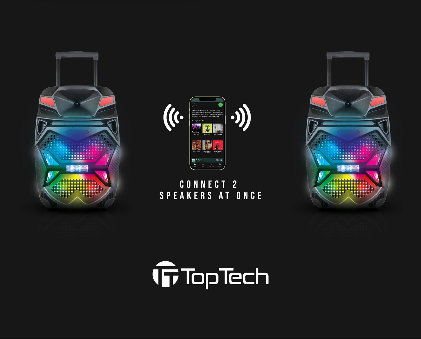 TOPTECH BLADE-15 15" Bluetooth Party Speaker with Disco Lights, Wireless Microphone, 6000W Power