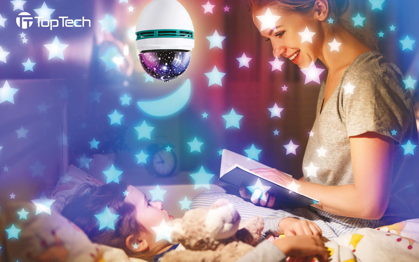 TOPTECH Star Projector Galaxy Bulb Projector for Bedroom, Rotating Bluetooth Speaker with Lighting Shows, socket included, Night Light Projector for Kids/Teenger/Adults/Ceiling/Activity