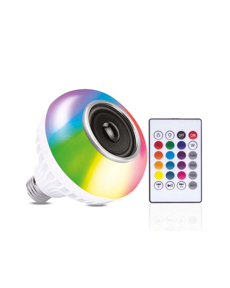 TOPTECH L902, LED Color Changing Speaker LED Light Bulb with 24 Keys Remote Control, 12W, Multicolor Warm White, Outdoor Floodlight, Music Bulb with Wireless Stereo Audio