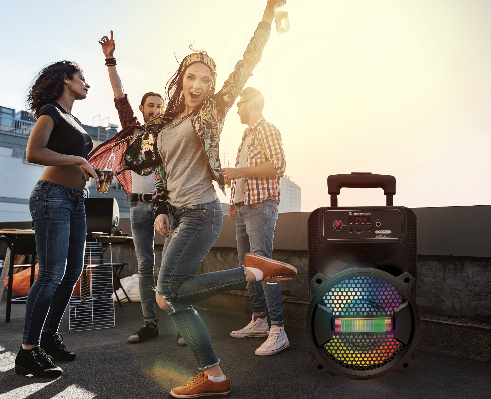 TOPTECH Rock-8, 1500W Portable Bluetooth Speaker with Disco Lights & Microphone - Top Tech Audio