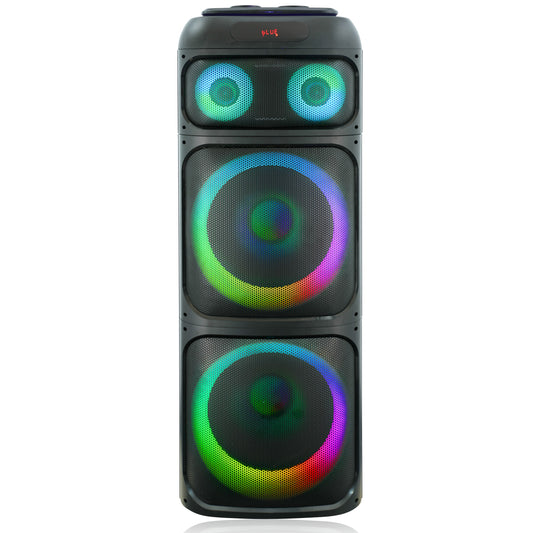 TOPTECH BOOM-2151 Dual 15''Woofer with Extra Bass Rechargeable Party Portable Speaker with Multi-color Disco Lights on Grill,10 meters (33ft)Bluetooth Disctance,of Blazing Powerful Sound