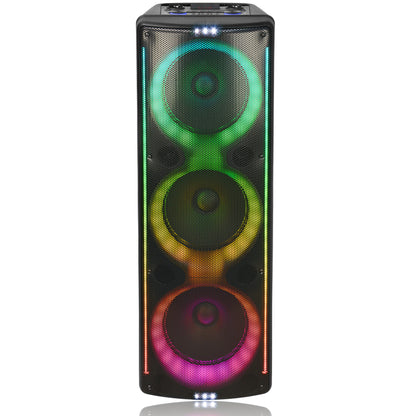 TOPTECH AL-310, 3x10" Bluetooth Speaker with Disco Lights & 6 Inputs for Home/Outdoor