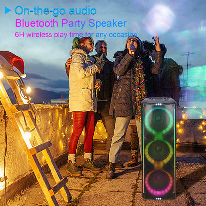 TOPTECH AL-310, 3x10" Bluetooth Speaker with Disco Lights & 6 Inputs for Home/Outdoor