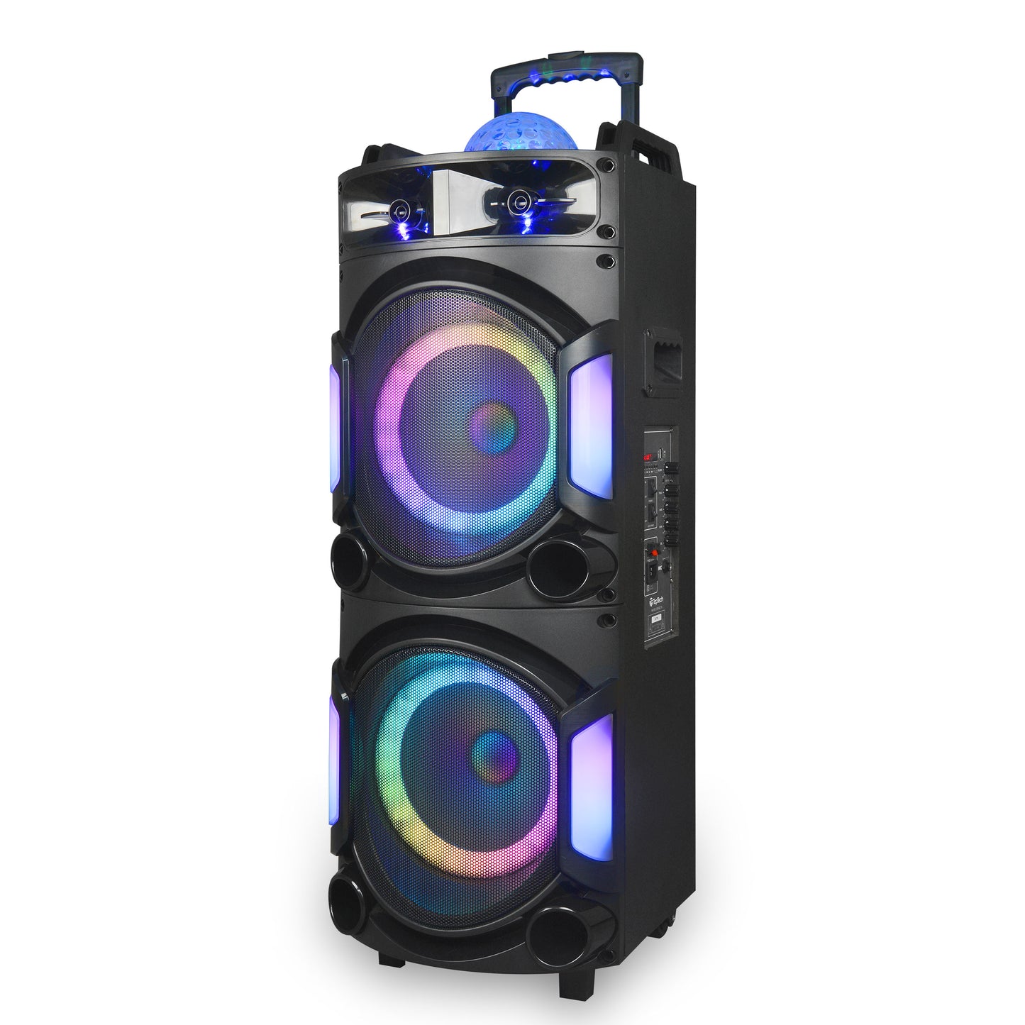 TOPTECH EDGE-210, Dual 10" Bluetooth Speaker with Disco Lights & Extra Bass