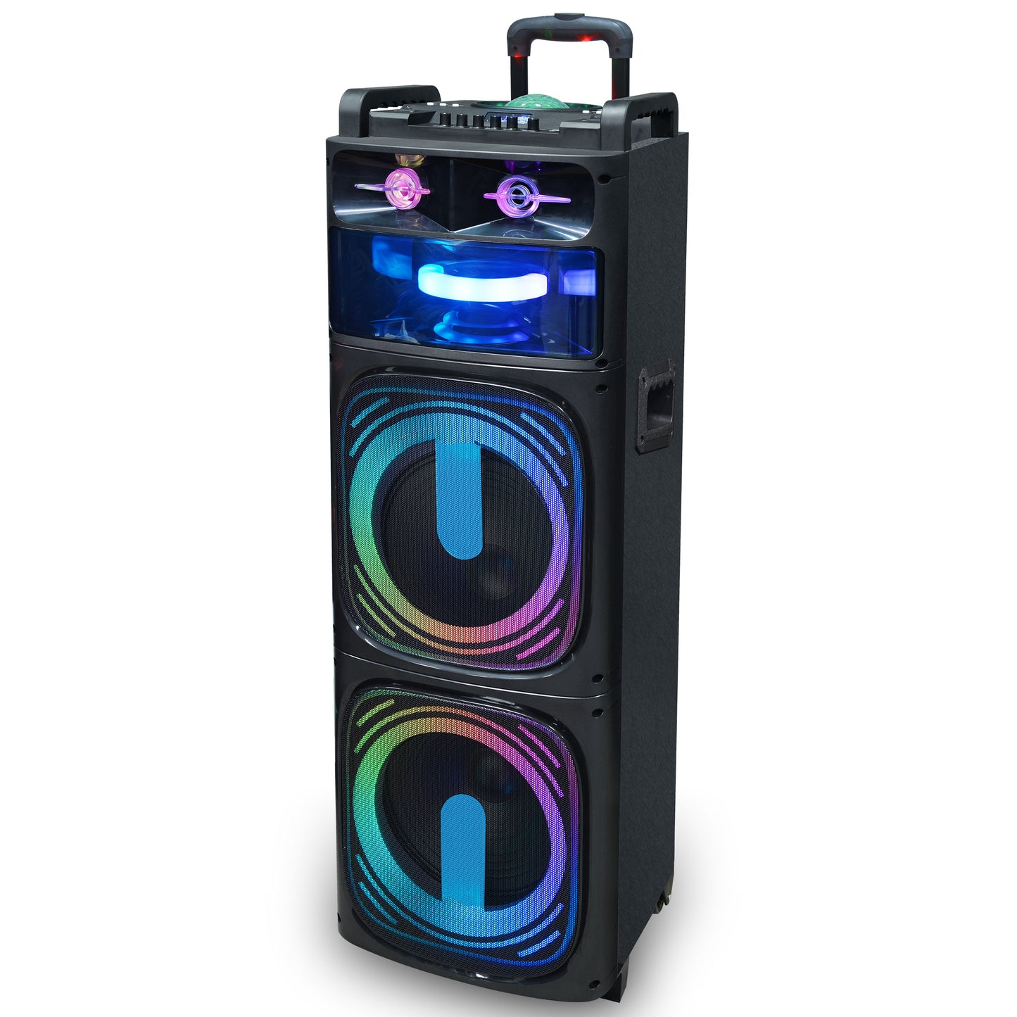 TOPTECH ANGEL-210 Dual 10" Bluetooth Speaker with Disco Lights & Extra Bass