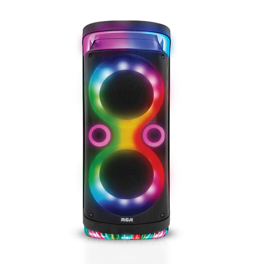 RCA Disco 2108 Flame Effect Bluetooth Party Speaker with LED Lights and Dual 8" Woofers
