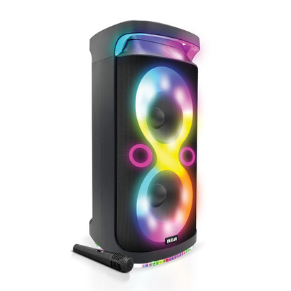 RCA Disco 2108 Flame Effect Bluetooth Party Speaker with Dual 8" Woofers