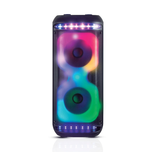 RCA Disco 2110 Flame Effect Bluetooth Party Speaker with LED Lights and Dual 8" Woofers