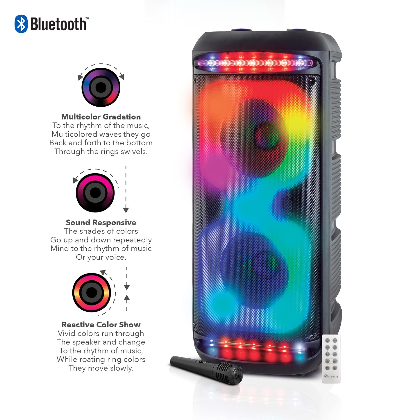 RCA Disco 2110 Flame Effect Bluetooth Party Speaker with Dual 8" Woofers