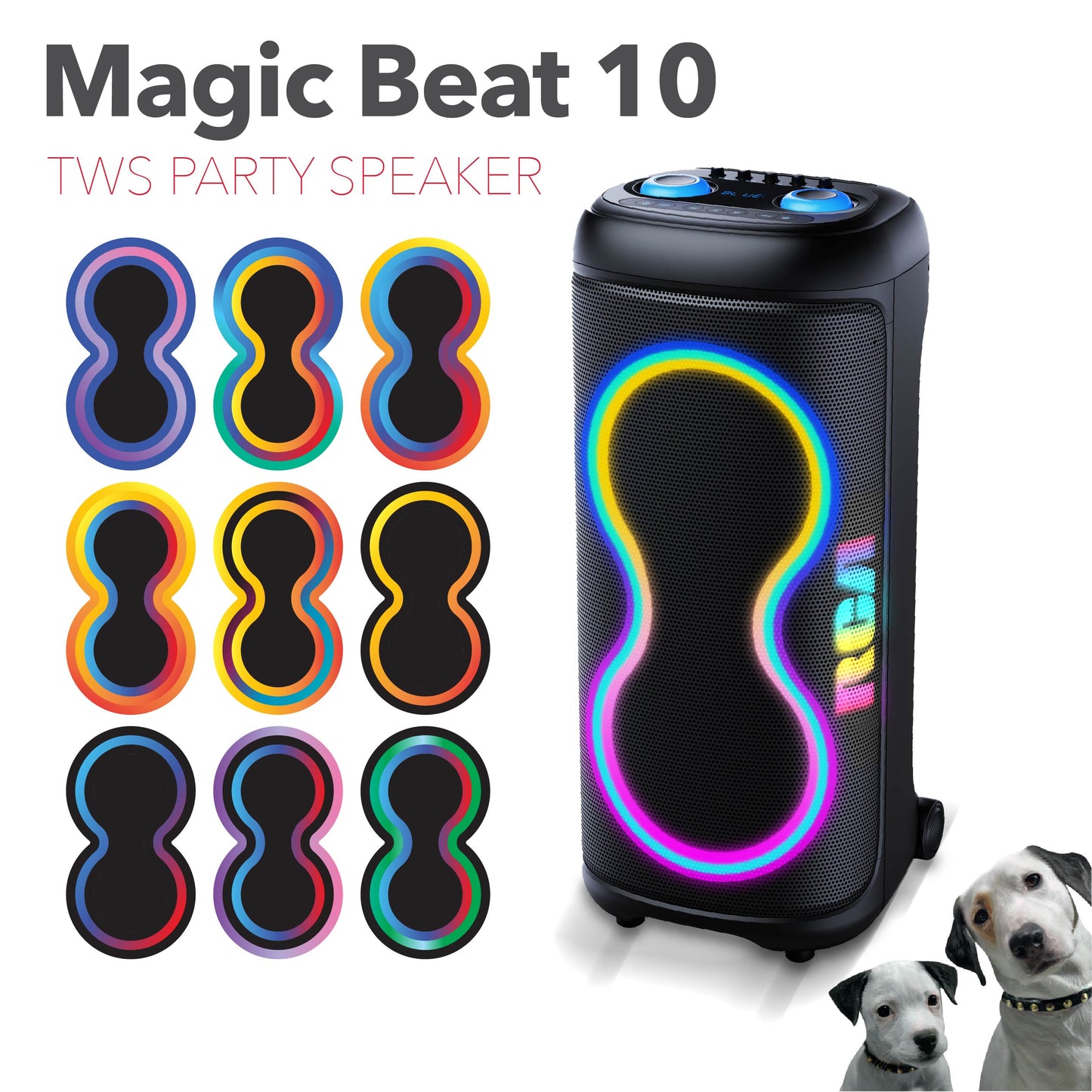 RCA BEAT-1010 Portable Bluetooth Speaker Wireless Karaoke Speaker with Mic & RGB Light