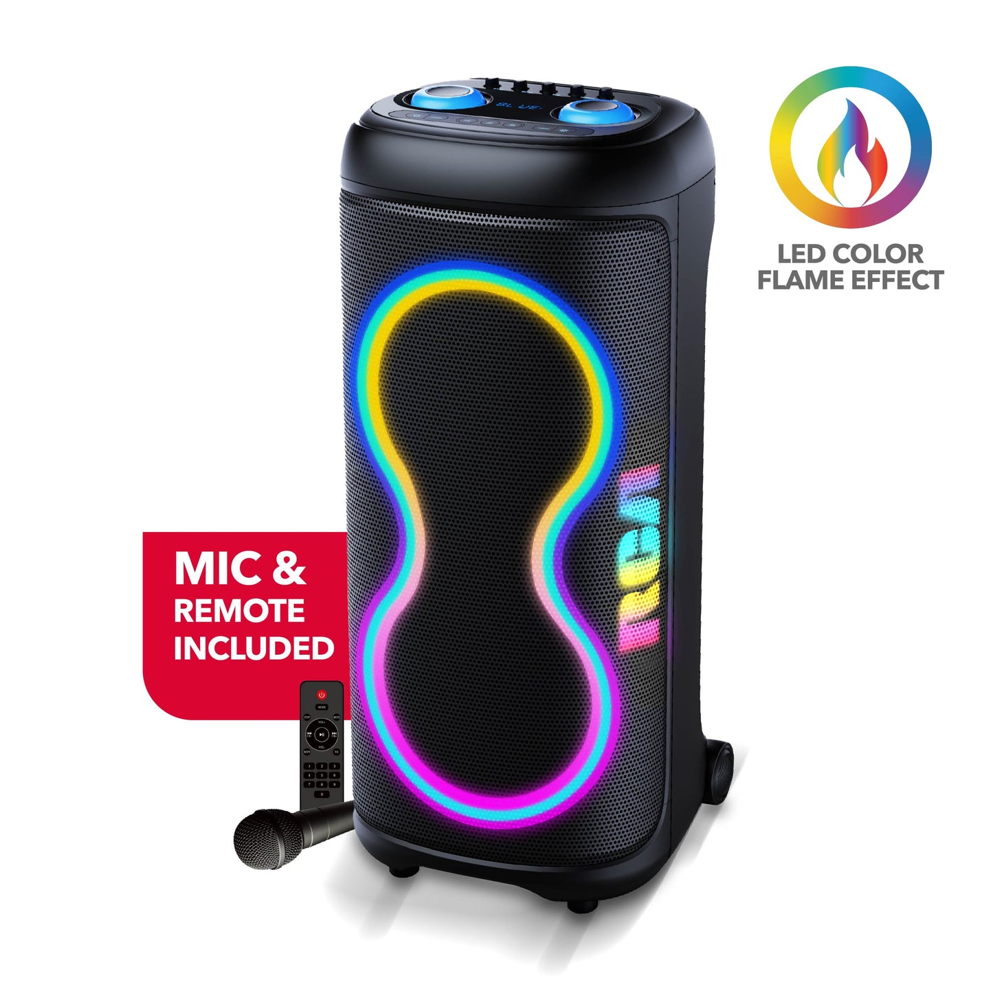 RCA BEAT-1010 Portable Bluetooth Speaker Wireless Karaoke Speaker with Mic & RGB Light