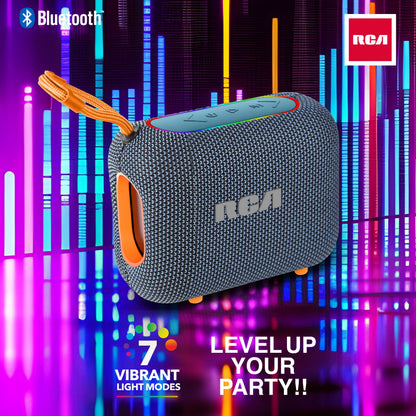 RCA BEAT-33 5W Portable Bluetooth Speaker with RGB Lights & Multiple Inputs