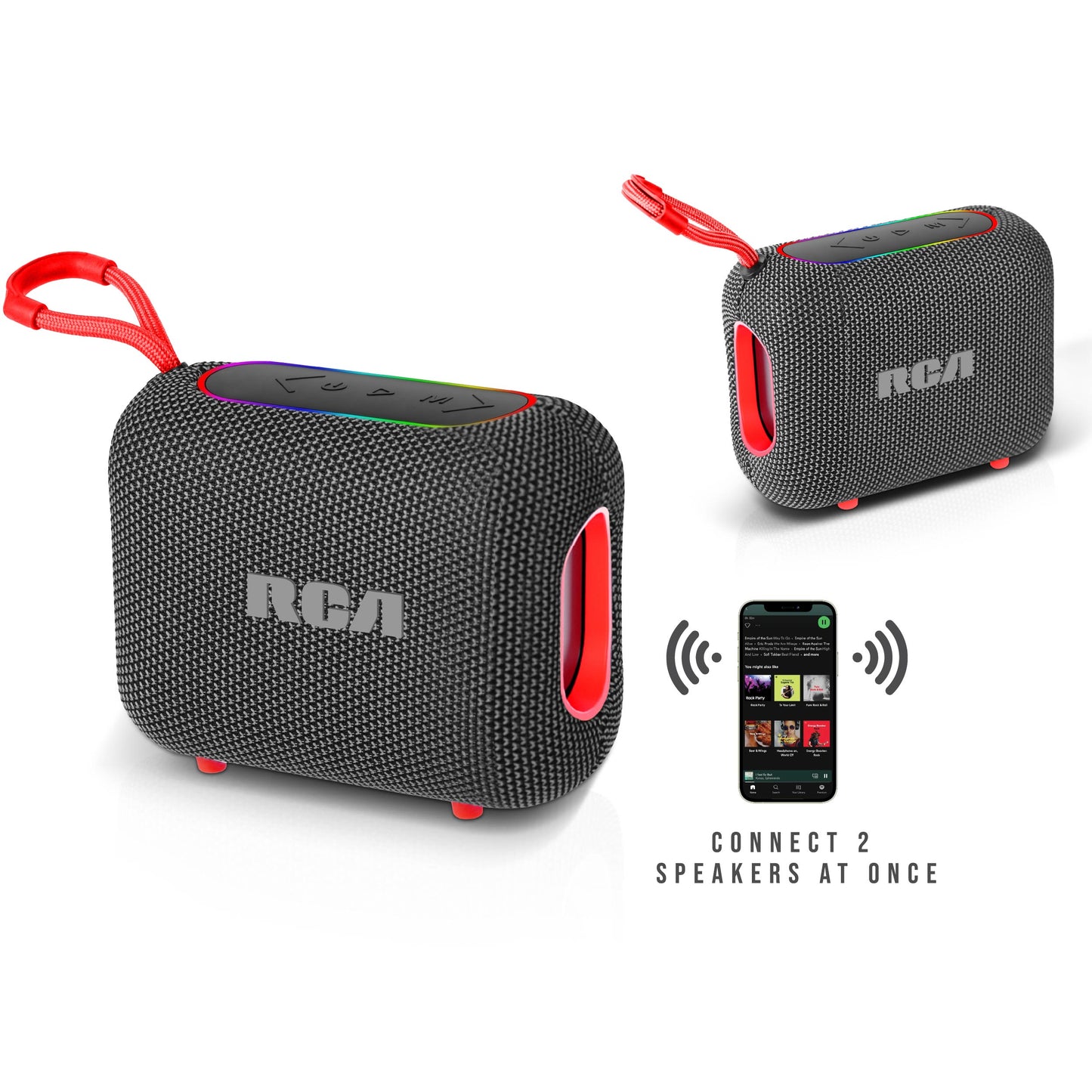 RCA BEAT-33 5W Portable Bluetooth Speaker with RGB Lights & Multiple Inputs