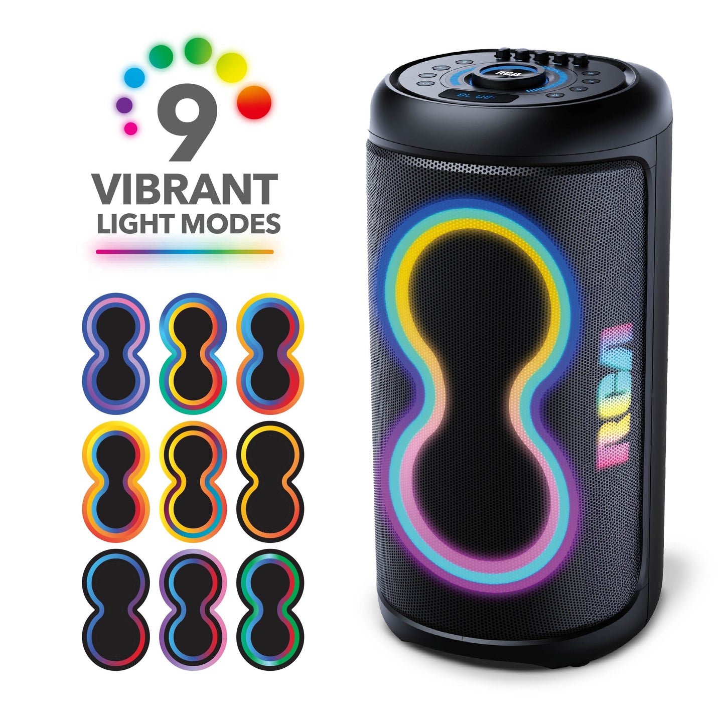 RCA BEAT-88 Portable Bluetooth Speaker Wireless Karaoke Speaker with Mic & RGB Light