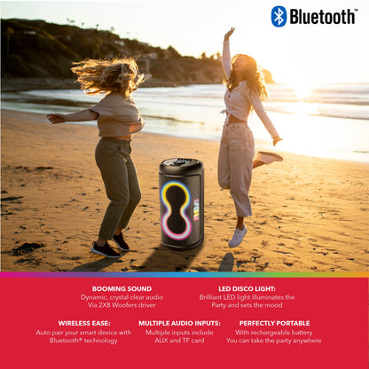 RCA BEAT-88 Portable Bluetooth Speaker Wireless Karaoke Speaker with Mic & RGB Light