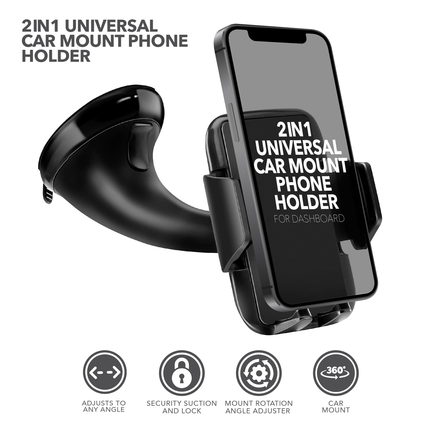 RCA 2-in-1 Universal Car Phone Holder for Dashboard & Windshield