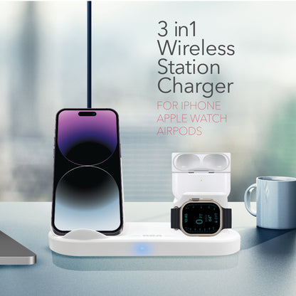 RCA 2024 3-in-1 Wireless Charging Station for iPhone, Apple Watch & AirPods