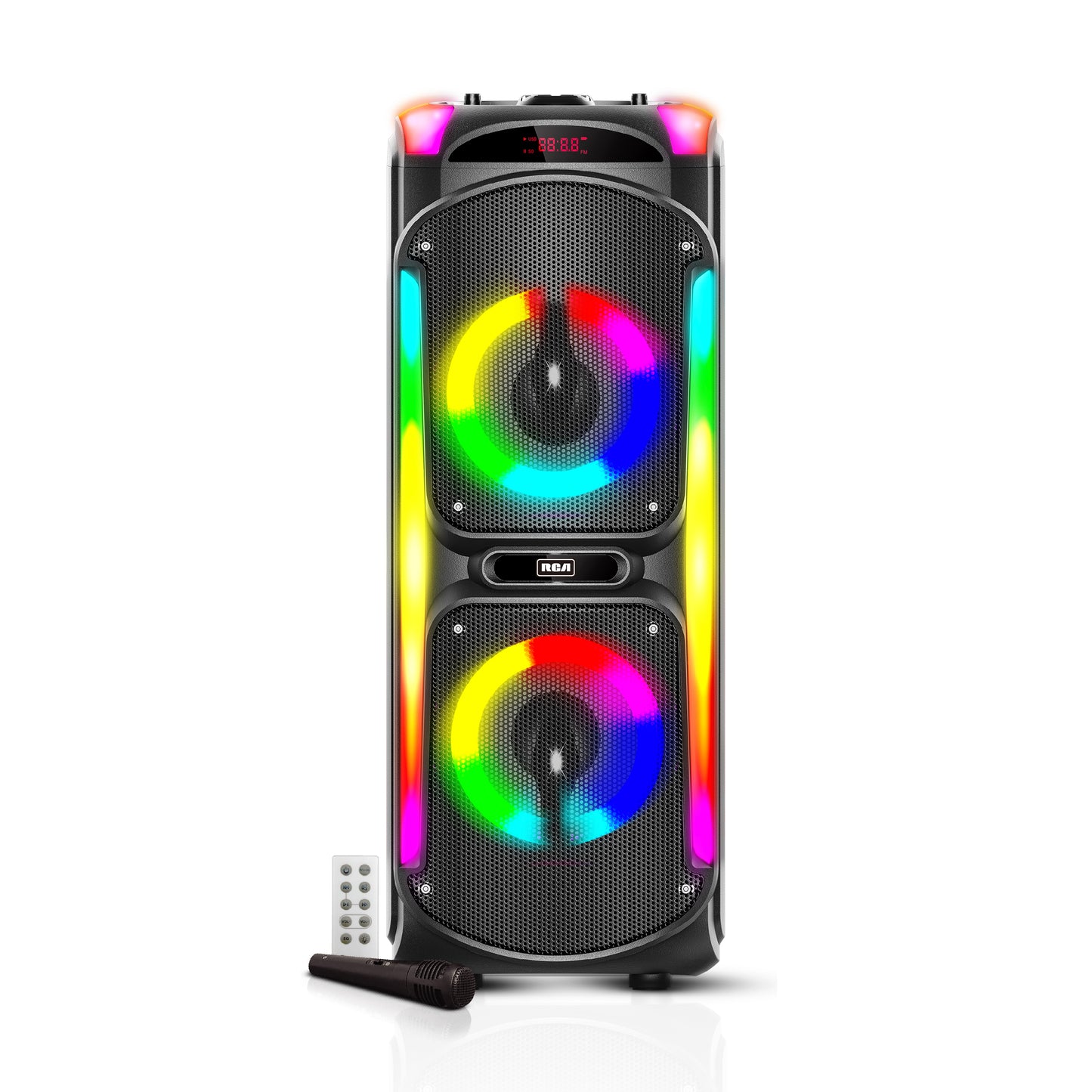 RCA Disco 88 Flame Effect Bluetooth Party Speaker with Dual 8" Woofers