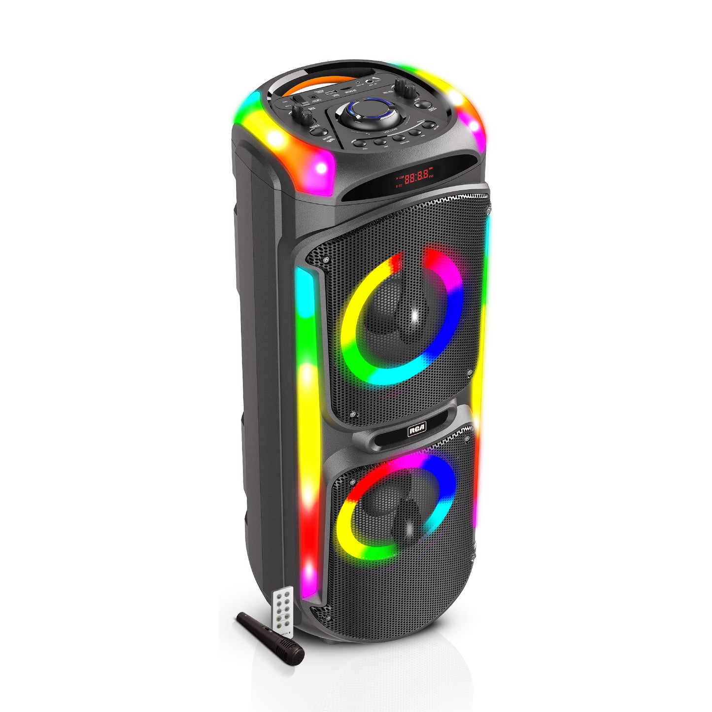 RCA Disco 88 Flame Effect Bluetooth Party Speaker with Dual 8" Woofers