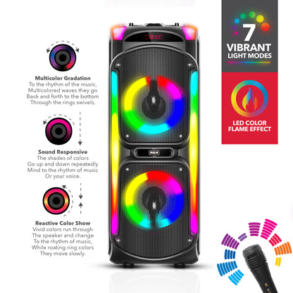 RCA Disco 88 Flame Effect Bluetooth Party Speaker with Dual 8" Woofers