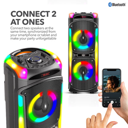 RCA Disco 88 Flame Effect Bluetooth Party Speaker with Dual 8" Woofers