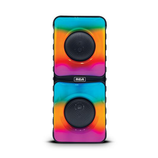 RCA Disco 204 Flame Effect Bluetooth Party Speaker with LED Lights and Dual 4" Woofers