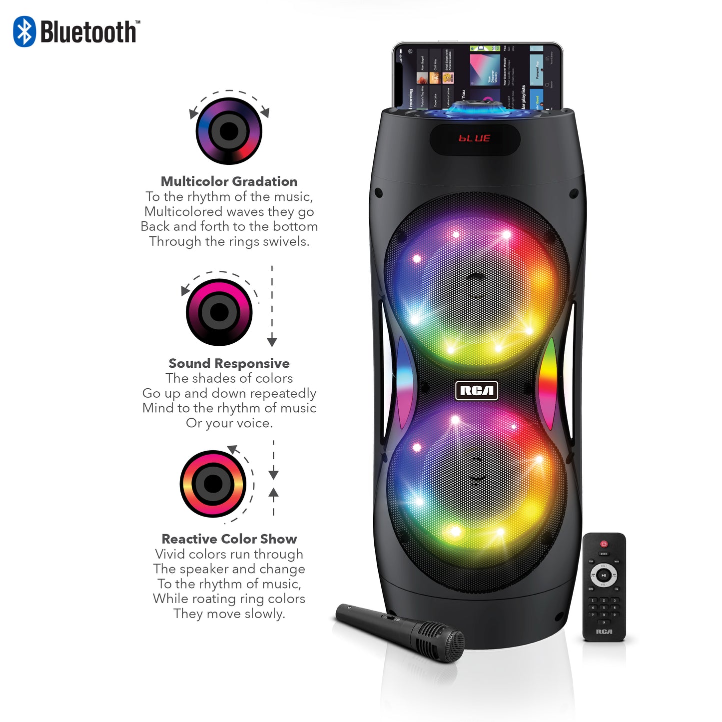 RCA Disco 206 RGB Wireless Party Speaker with Dual 6.5" Woofers & LED Lights