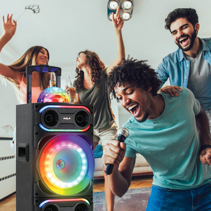 RCA Disco 208 Flame Effect Bluetooth Party Speaker with Dual 8" Woofers