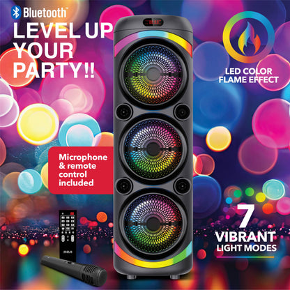RCA FLEX-2108 Portable Bluetooth Speaker Wireless Karaoke Speaker with Mic & RGB Light