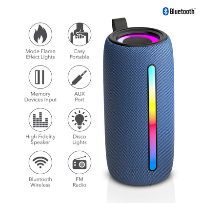 RCA FLEX-4 Mini Bazooka Flame Party Speaker with Sound Effects, 12H Playback Time, Bluetooth Version 5.1