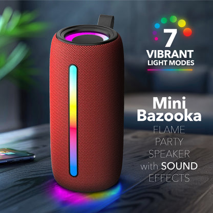 RCA FLEX-4 Mini Bazooka Flame Party Speaker with Sound Effects, 12H Playback Time, Bluetooth Version 5.1