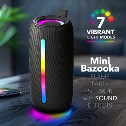 RCA FLEX-4 Mini Bazooka Flame Party Speaker with Sound Effects, 12H Playback Time, Bluetooth Version 5.1