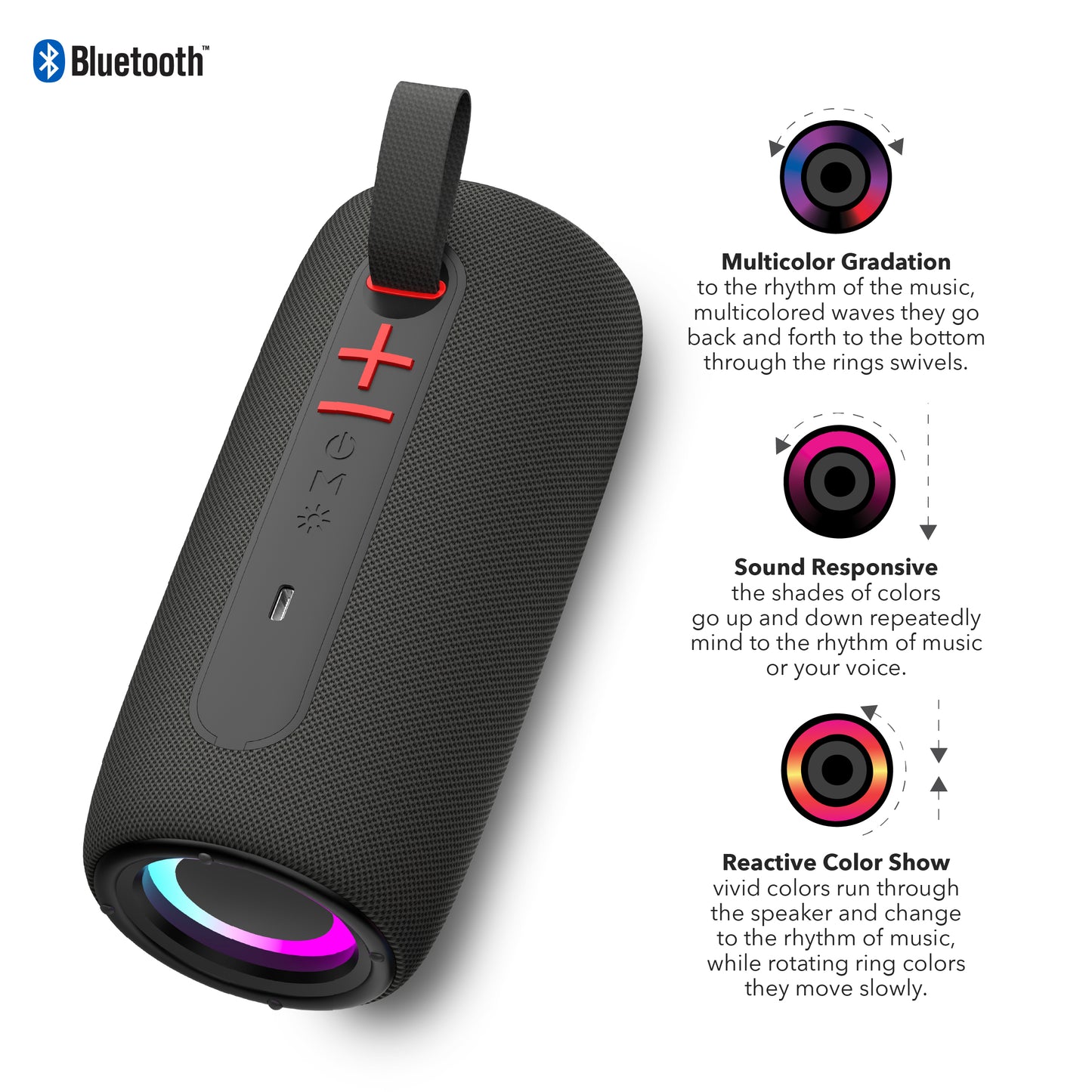 RCA FLEX-4 Mini Bazooka Flame Party Speaker with Sound Effects, 12H Playback Time, Bluetooth Version 5.1
