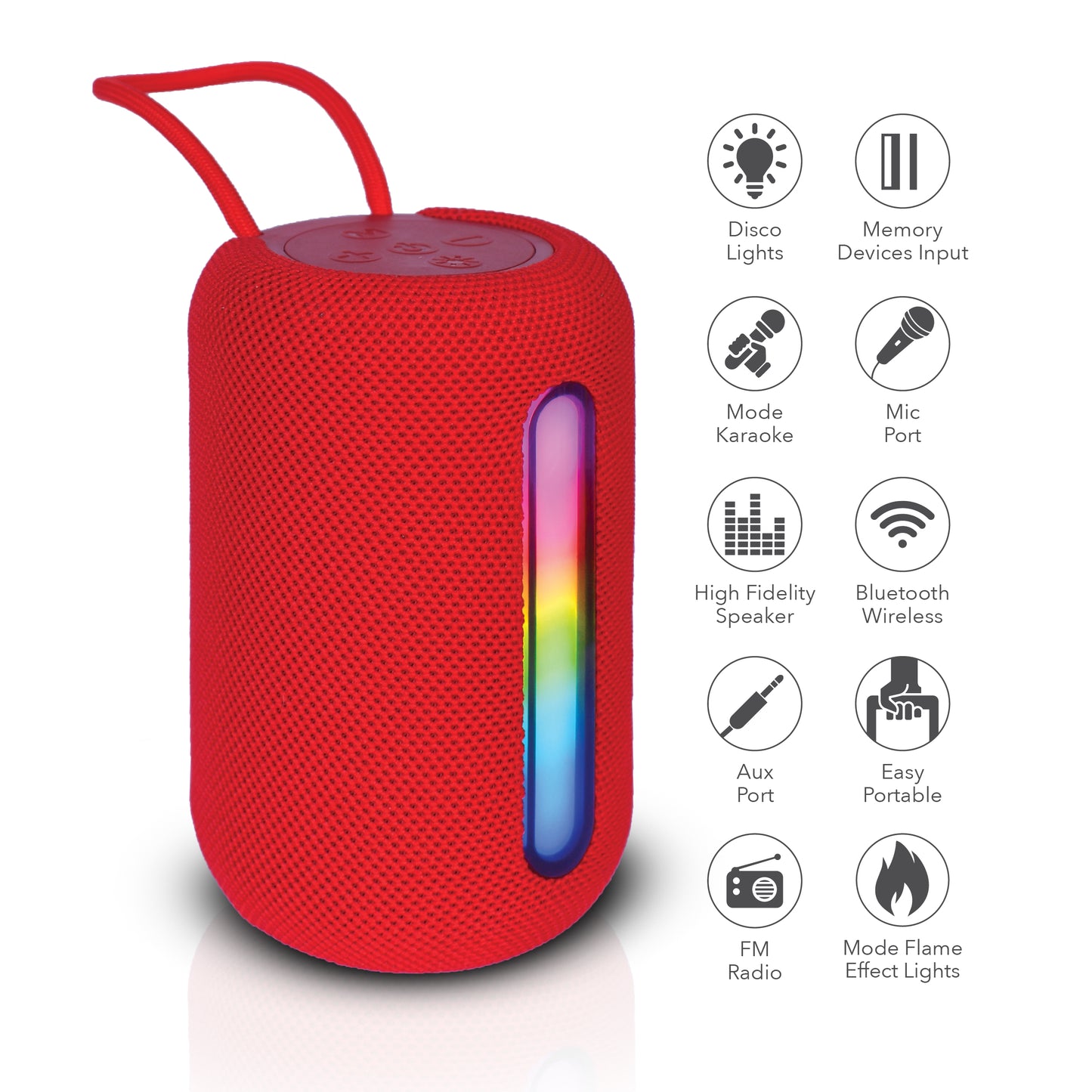 RCA STAGE-103 Bluetooth Cyber Tone Party Speaker with Lights, 12H Playback Time, Bluetooth Version 5.1