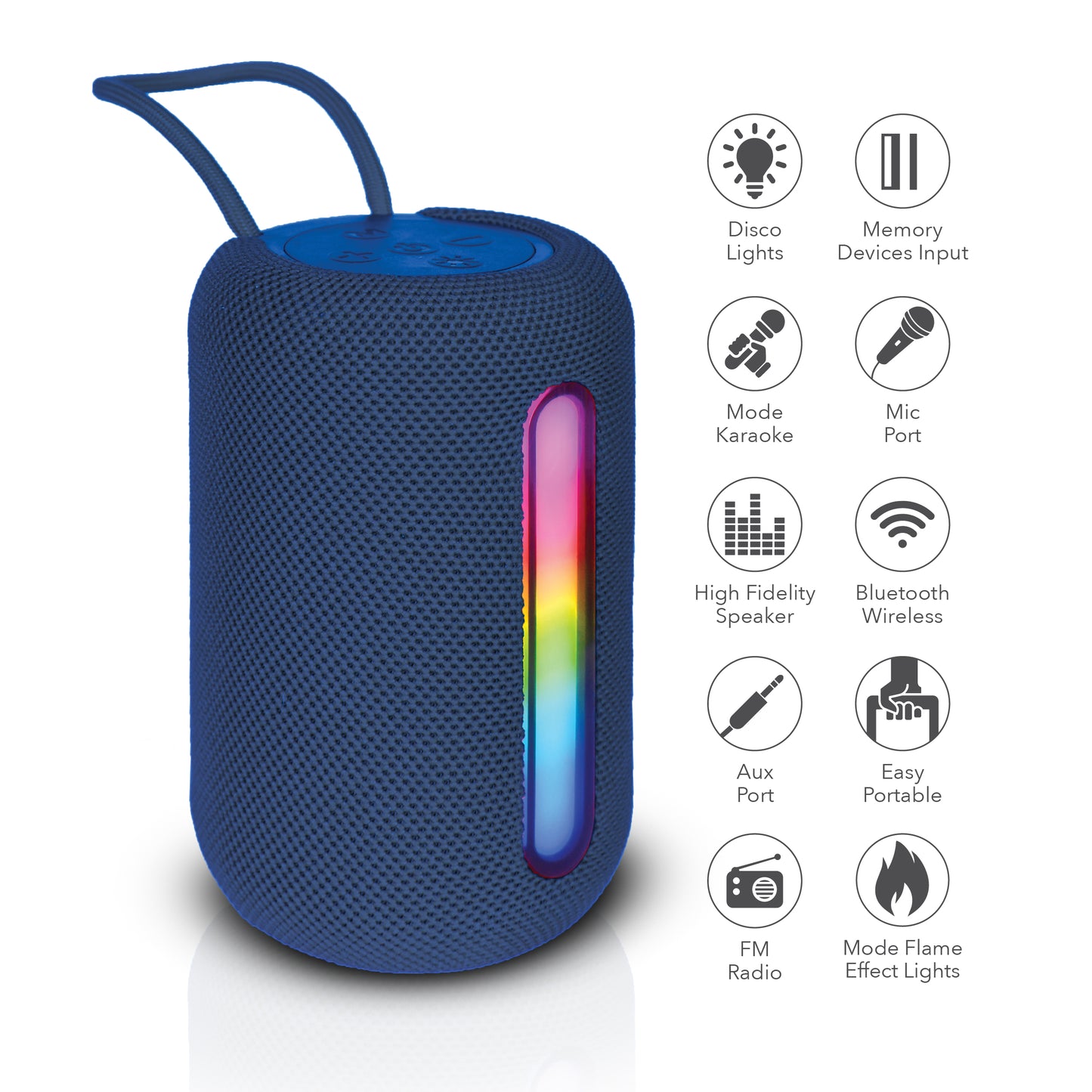 RCA STAGE-103 Bluetooth Cyber Tone Party Speaker with Lights, 12H Playback Time, Bluetooth Version 5.1