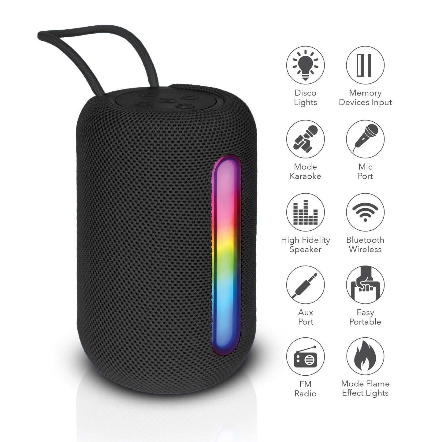 RCA STAGE-103 Bluetooth Cyber Tone Party Speaker with Lights, 12H Playback Time, Bluetooth Version 5.1